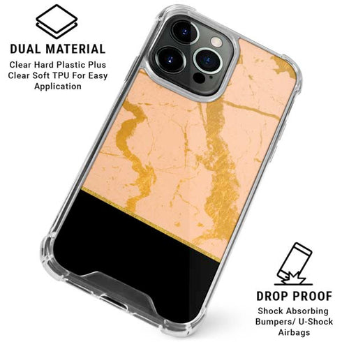 Pink Gold and Black Marble iPhone 16 Pro Clear Case